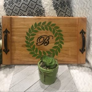 🍴Handmade Decorated Serving Wood Tray